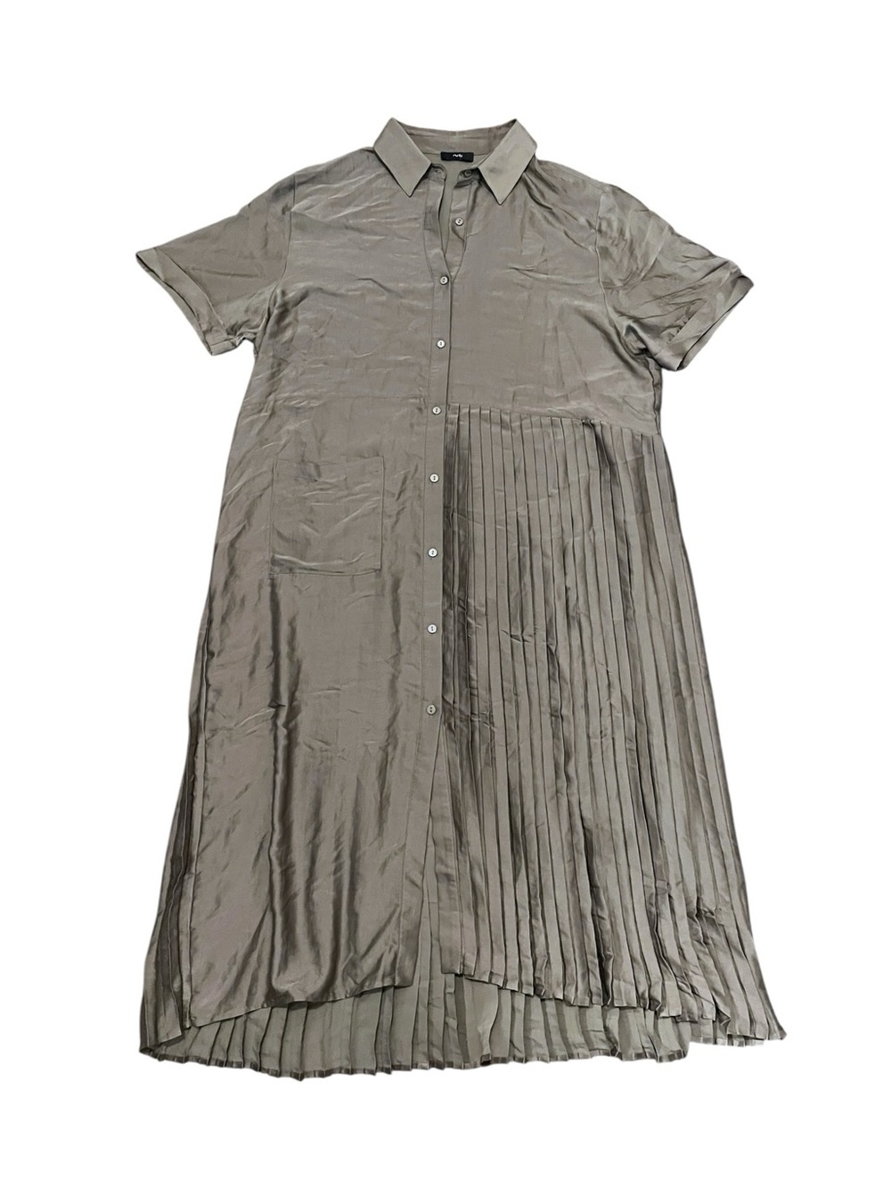 Ruti Pleated Short Sleeve Button Down Midi Dress